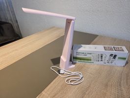 Tragbare LED-Tischleuchte klappbar rosa mit USB-Kabel neu