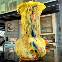 MURANO ANTIKE BUNTE VASE,ANFANG 20 JH, H-24 CM
