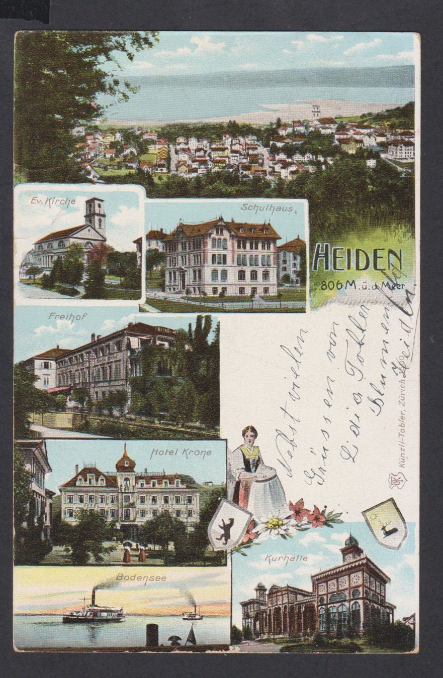 Cartoline postali: Heiden  AR   :   alte 7-Bild Ansichtskarte von 1905 – Usato da Vitznau venduto da Ropaku