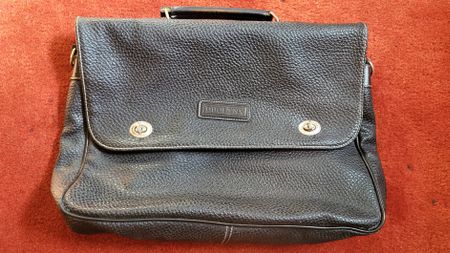 Sac cartable en cuir véritable noir bandoulière amovible