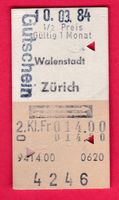 KARTON BILLETT, WALENSTADT - ZÜRICH,2.KLASSE, RETOUR,HALBTAX