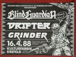 Blind Guardian - Drifter - Grinder - Konzertplakat  16.04.88