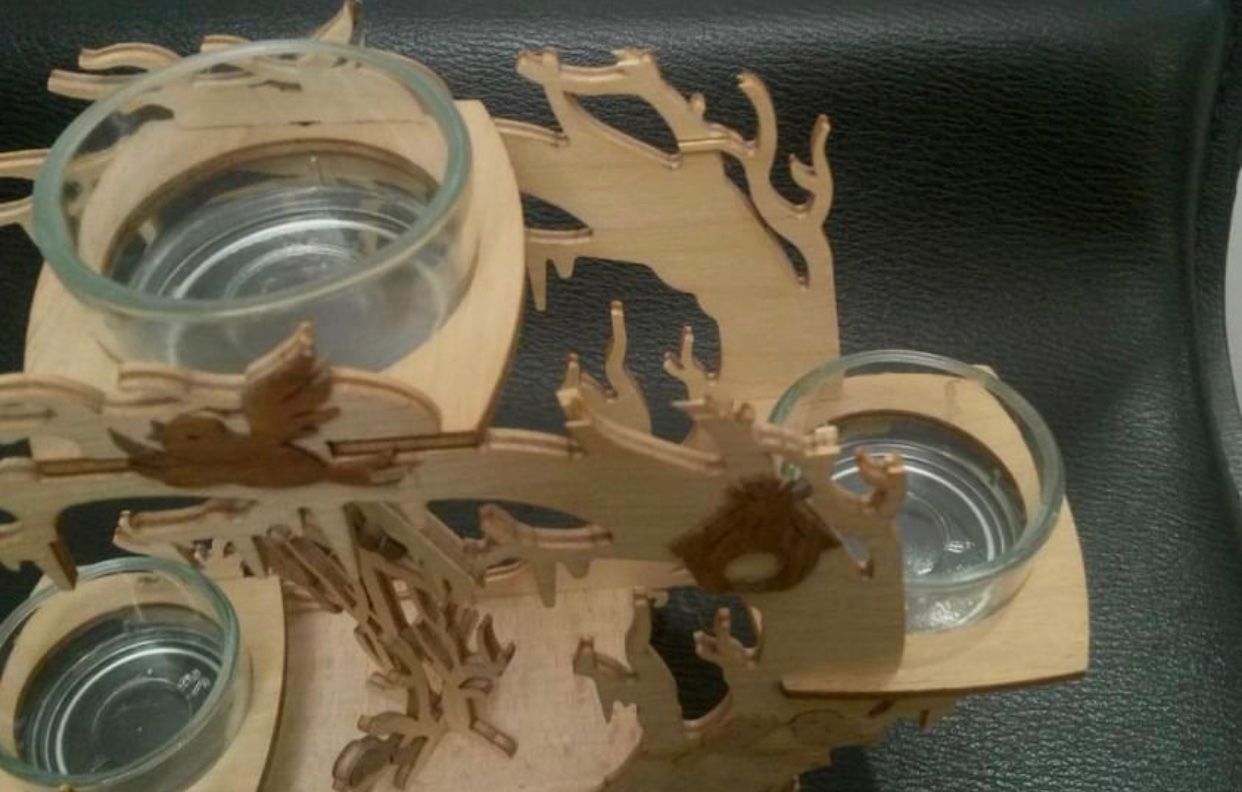 Portacandele: Wunderschöner Teelichthalter aus Holz – Usato da Basel venduto da shirley_gold 3