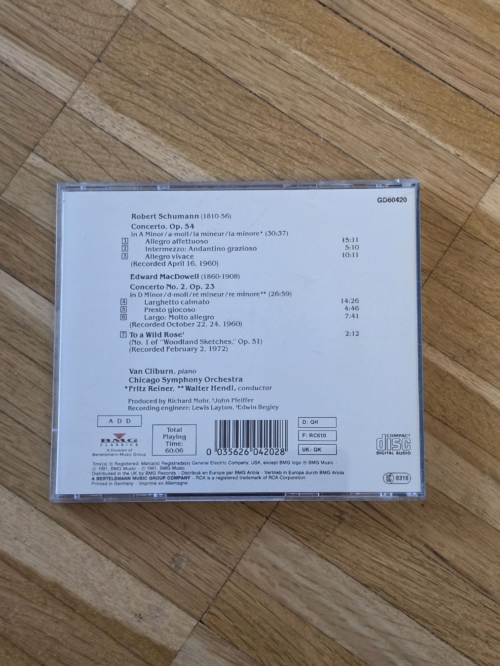 CD: CD: Schumann/MacDowell - Klavierkonzerte, Van Cliburn – Usato da Aesch BL venduto da immon 1