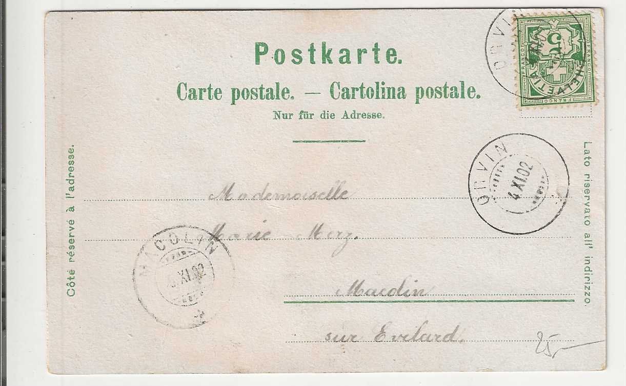 Ansichtskarten: Bienne,  Litho, 1902 – Gebraucht aus Spiez von Niesen20 1