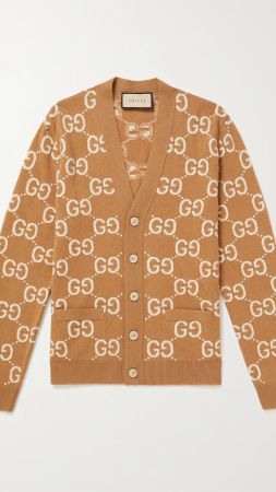 NEU! GUCCI Cardigan GG beige, hellbraun Gr. M/175