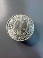 2 Franken 1967 Helvetia Münze guter Zustand