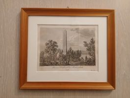 Gravure ancienne encadrée - Denkmahler der Murtenschlacht