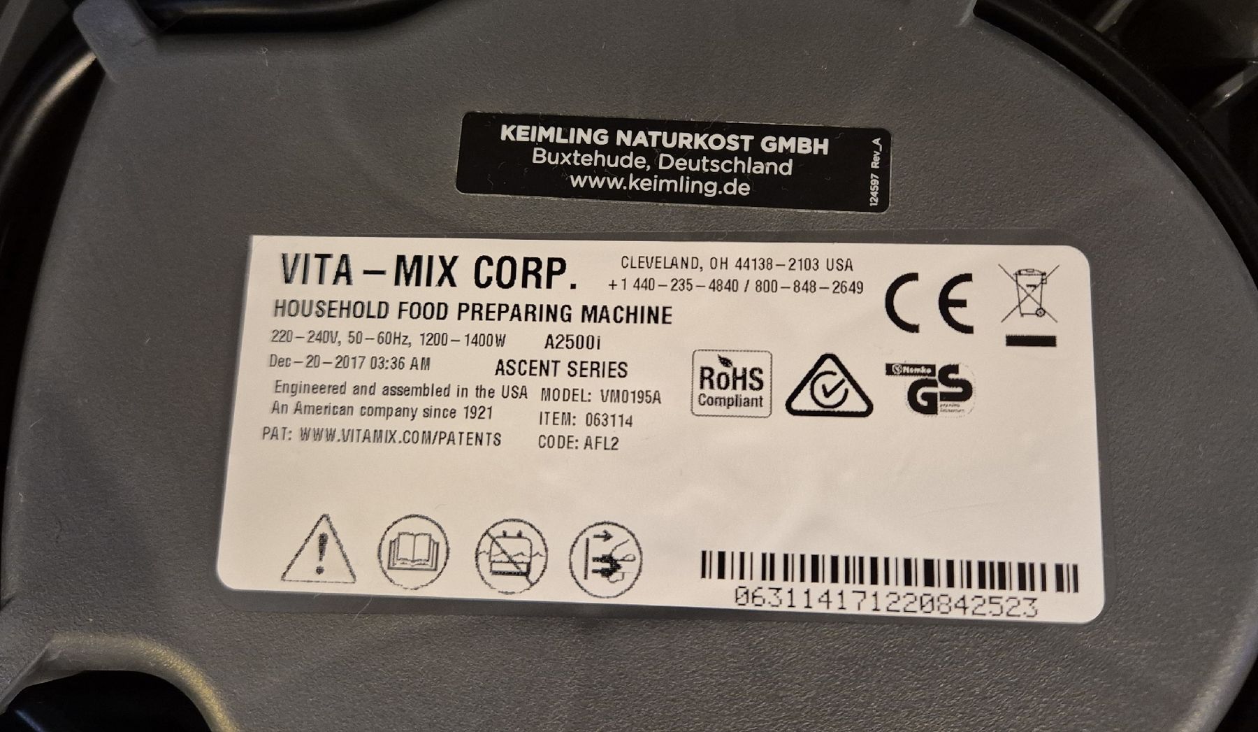 Vitamix Elettrodomestici da cucina: Standmixer Vitamix Ascent A2500i grau – Usato da Kallnach venduto da 1630er 3