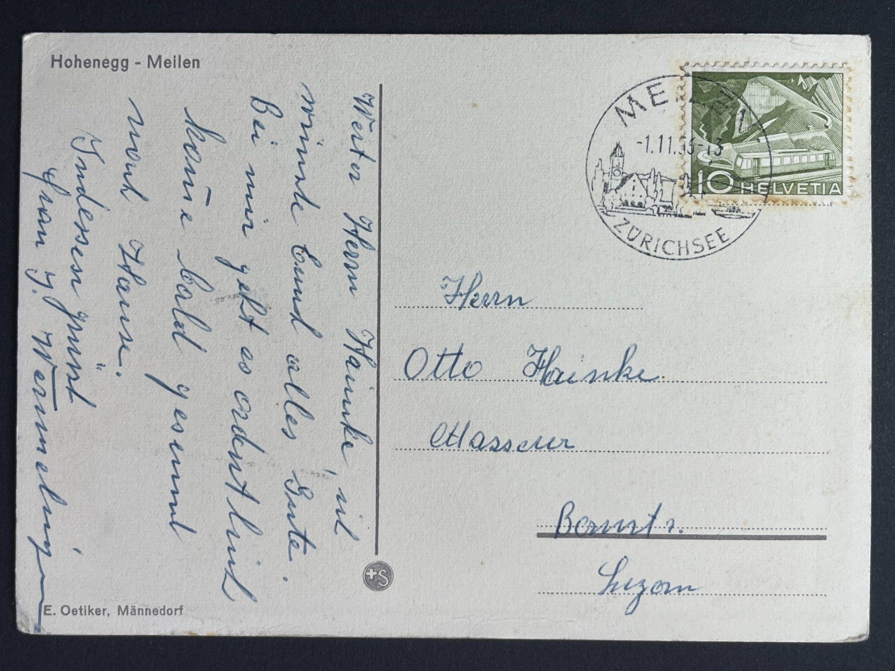 Cartoline postali: Hohenegg - Meilen – Usato da Steg VS venduto da _vinci_ 1