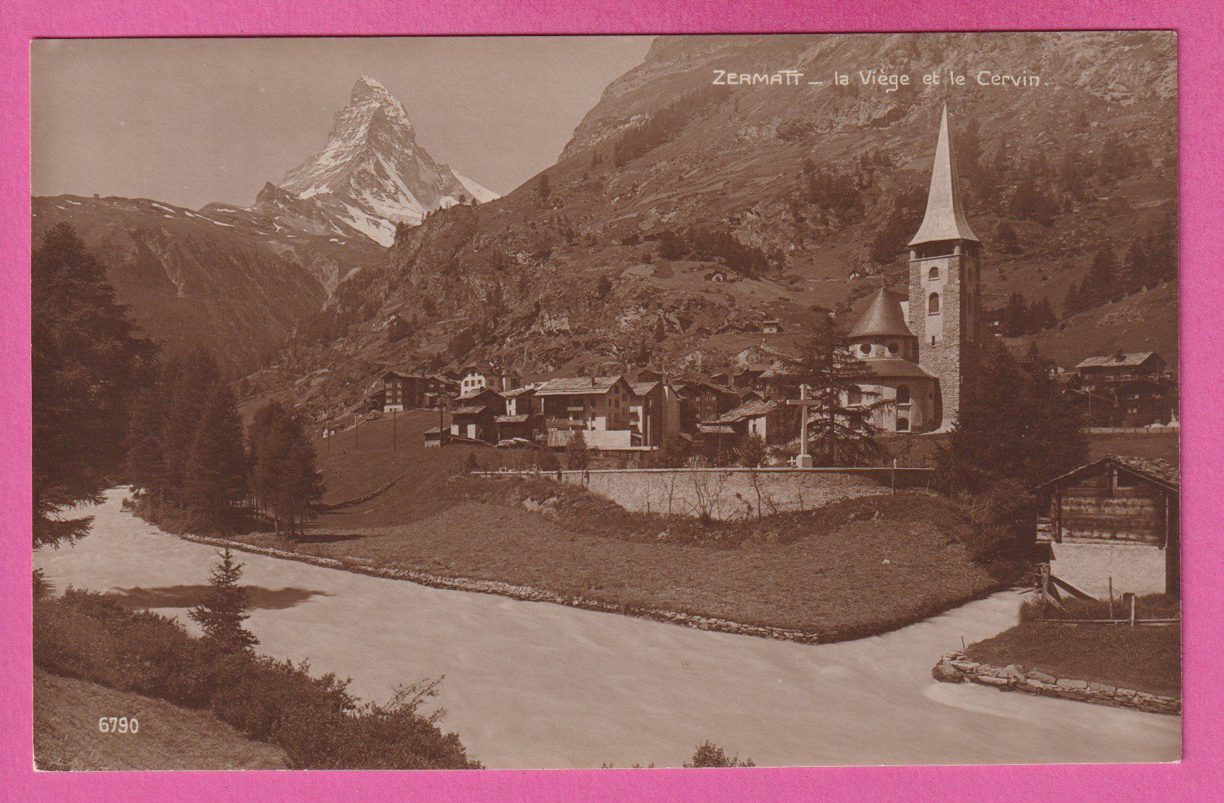 Cartoline postali: Zermatt Mattervispa oder Vispa mit Matterhorn – Usato da Einsiedeln venduto da dillie