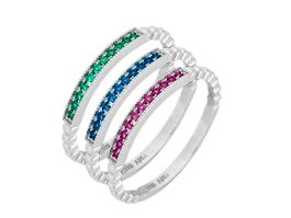 3 Ringe Silber 925 bunte Zirkonias je Gr. 50 & 52 & 54 & 56