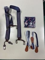 Hosenträger und Fliege Set Streifen blau rot neu mit studs