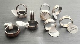 10 Edelstahlringe, verschiedene, silberfarbig (17 mm)