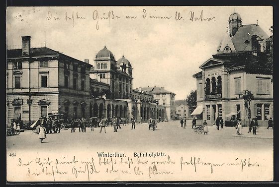 Cartoline postali: AK Winterthur, Bahnhofplatz und Bahnhof – Usato da Berlin venduto da bartko-reher
