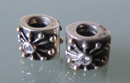2x Original PANDORA Wüstenstern Charm Silber 925 Gold 585