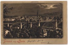 AK "Gruss aus Bern" Vollmond, frühe Verwendung ZNr. 65B