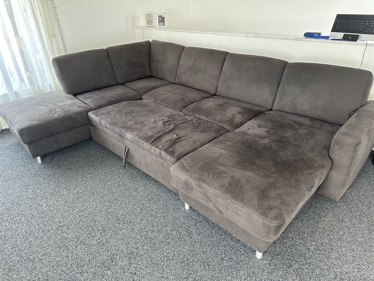 Sofas: Ecksofa mit Schlaffunktion und Stauraum, grau, 3.14m – Gebraucht aus Amriswil von Rederic7 5