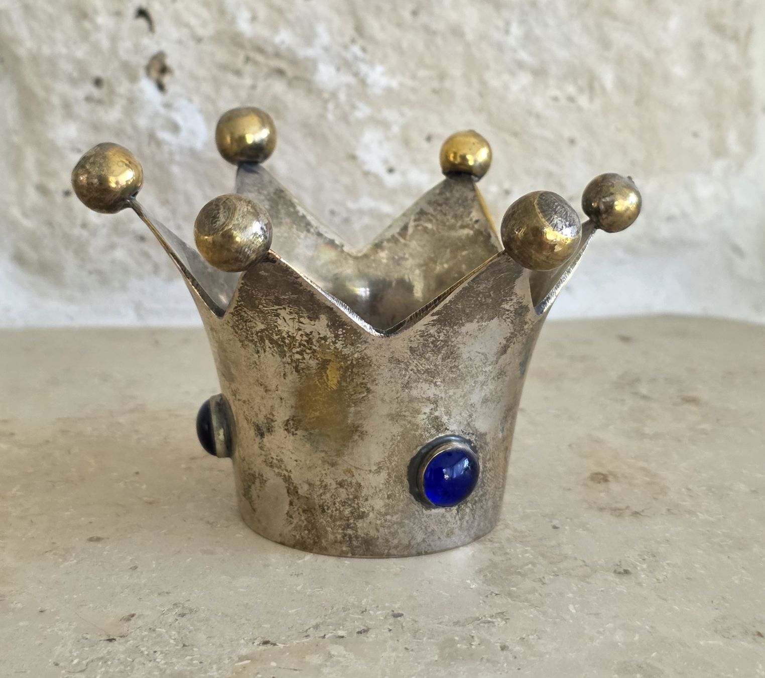 Bougeoirs: Kronen Kerzenhalter mit Steinen, Metall – D'occasion à Rheinsulz par Gilea 1