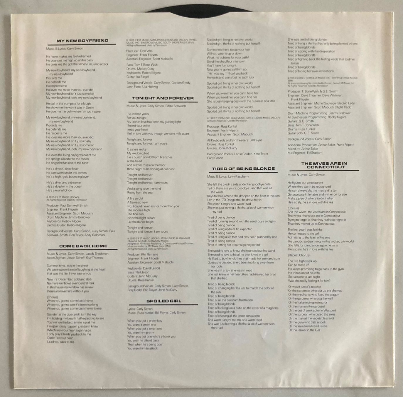 Schallplatten: CARLY SIMON - SPOILED GIRL – Gebraucht aus Poliez-Pittet von Newtown-Records 2