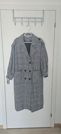 Schicker Damen Mantel Schwarz Weiss kariert Herbst