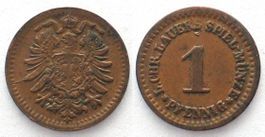 KAISERREICH SPIELGELD 1 Pfennig ca.1890 v Lauer Messing 13mm