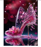 ❤️DIAMOND PAINTING ,CINDERELLA SCHUH: 30X40CM RUNDE STEINE,
