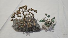 2x Edelsteinbaum / Unakit & Aventurin Deko