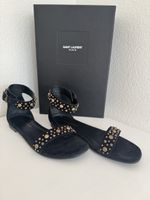 Saint Laurent studded suede sandals. Size 37.5. Black.