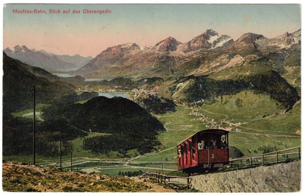 Ansichtskarten: St. Moritz - Standseilbahn Muottas Muragl – Gebraucht aus Binningen von Mountainrider
