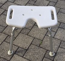 Duschhocker höhenverstellbar mit Griffen, weiss/silber, top 