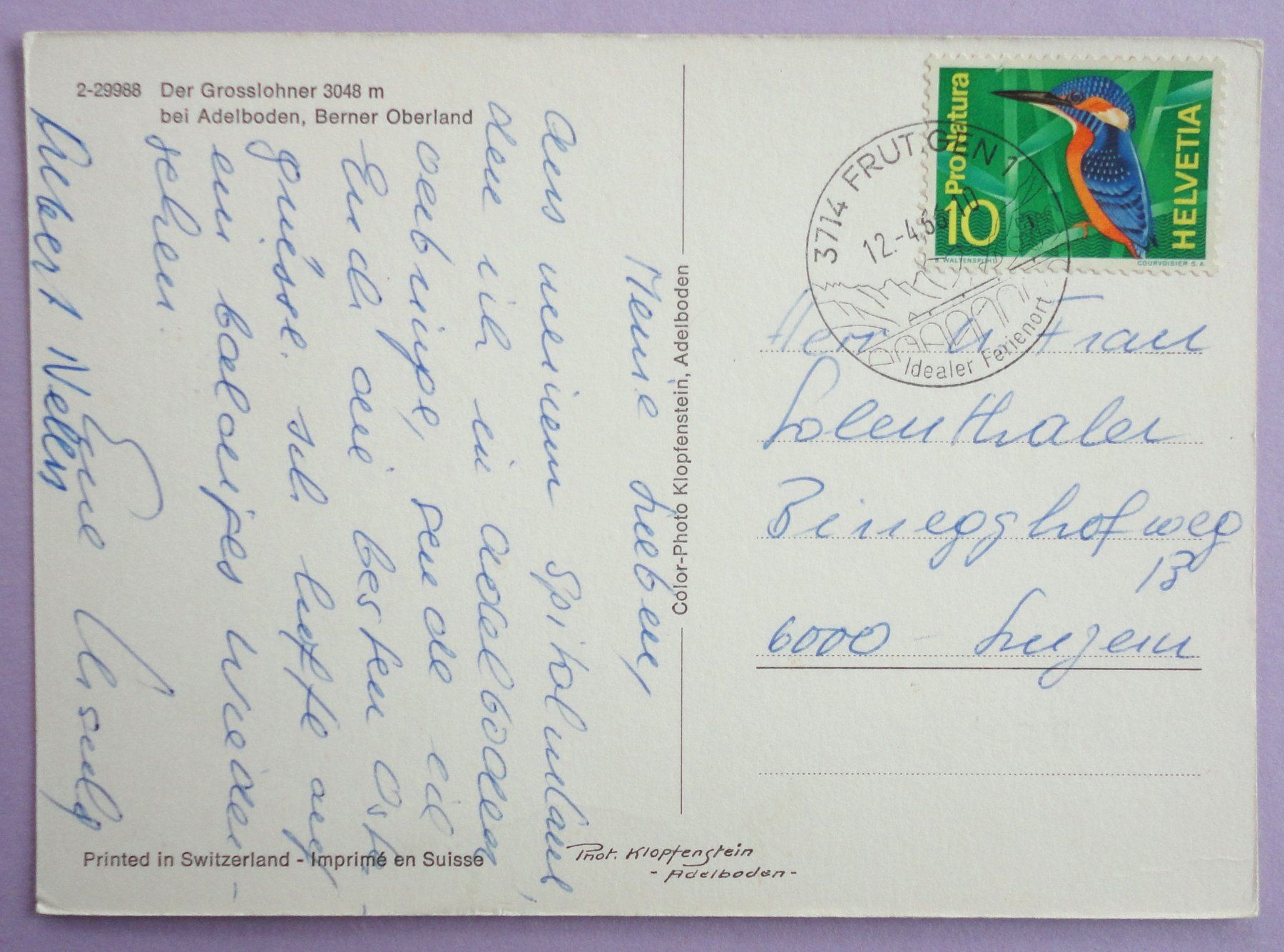 Cartoline postali: Der Grosslohner bei Adelboden, B.O. – Usato da Fétigny venduto da Billy2miny 1