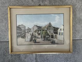 Antikes Bild Basel, Steinenberg, anno 1856 J. J. Schneider