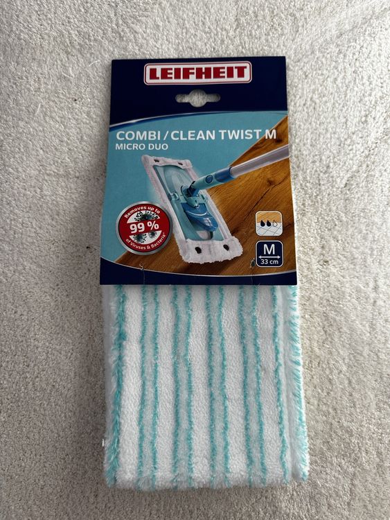 2 stukken dweilmop overtrek voor Leifheit Clean Twist M Micro Duo vloerwisser, vervangende microvezelovertrek, 33 x 15 cm, reserveaccessoires