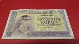 50 Kronen Tschechoslowakei Banknote, Rarität, Top Zustand