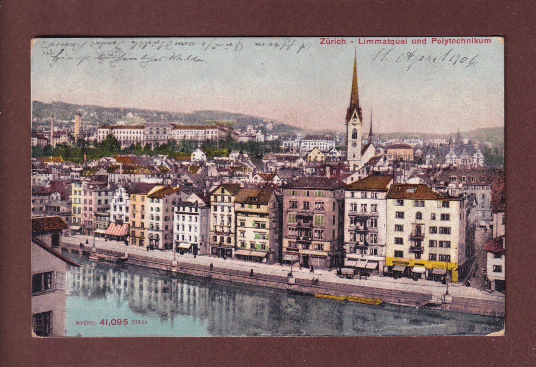 Cartoline postali: ZÜRICH - Limmatquai - 1906 – Usato da Pully venduto da nicecards