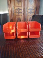 Praktische, orangene Stapelboxen, 6 Stück, Grösse 3