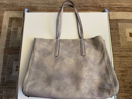 ABRO Handtasche, hellgraues, gelochtes Leder