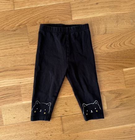 Schwarze Baby Leggings mit Katzenmotiv, Gr. 74, Top!