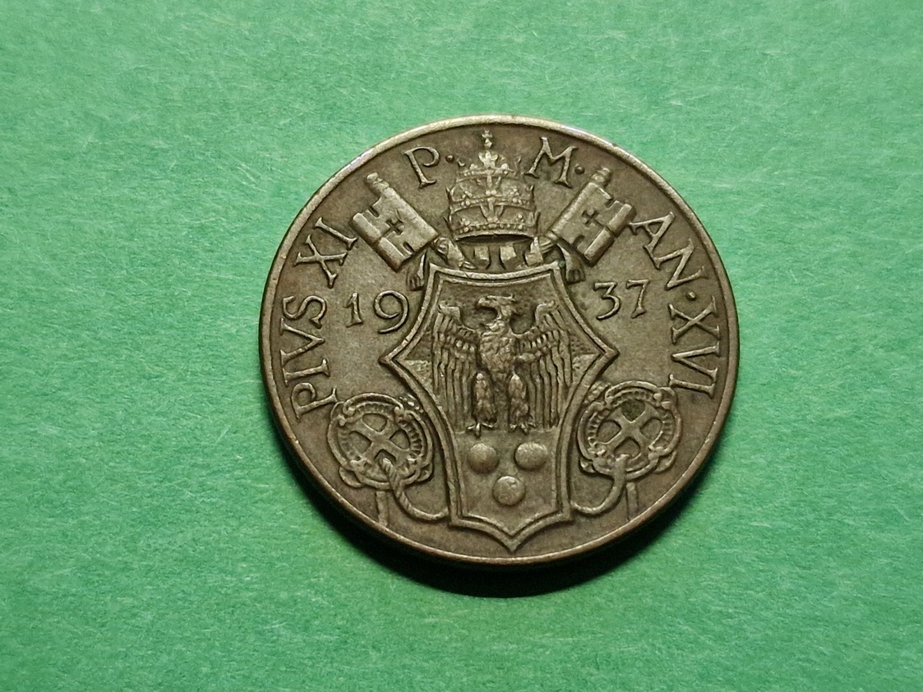 Tutti le monete: Vatikan 10- Cent 1937. – Usato da Zürich venduto da Moreira01 2