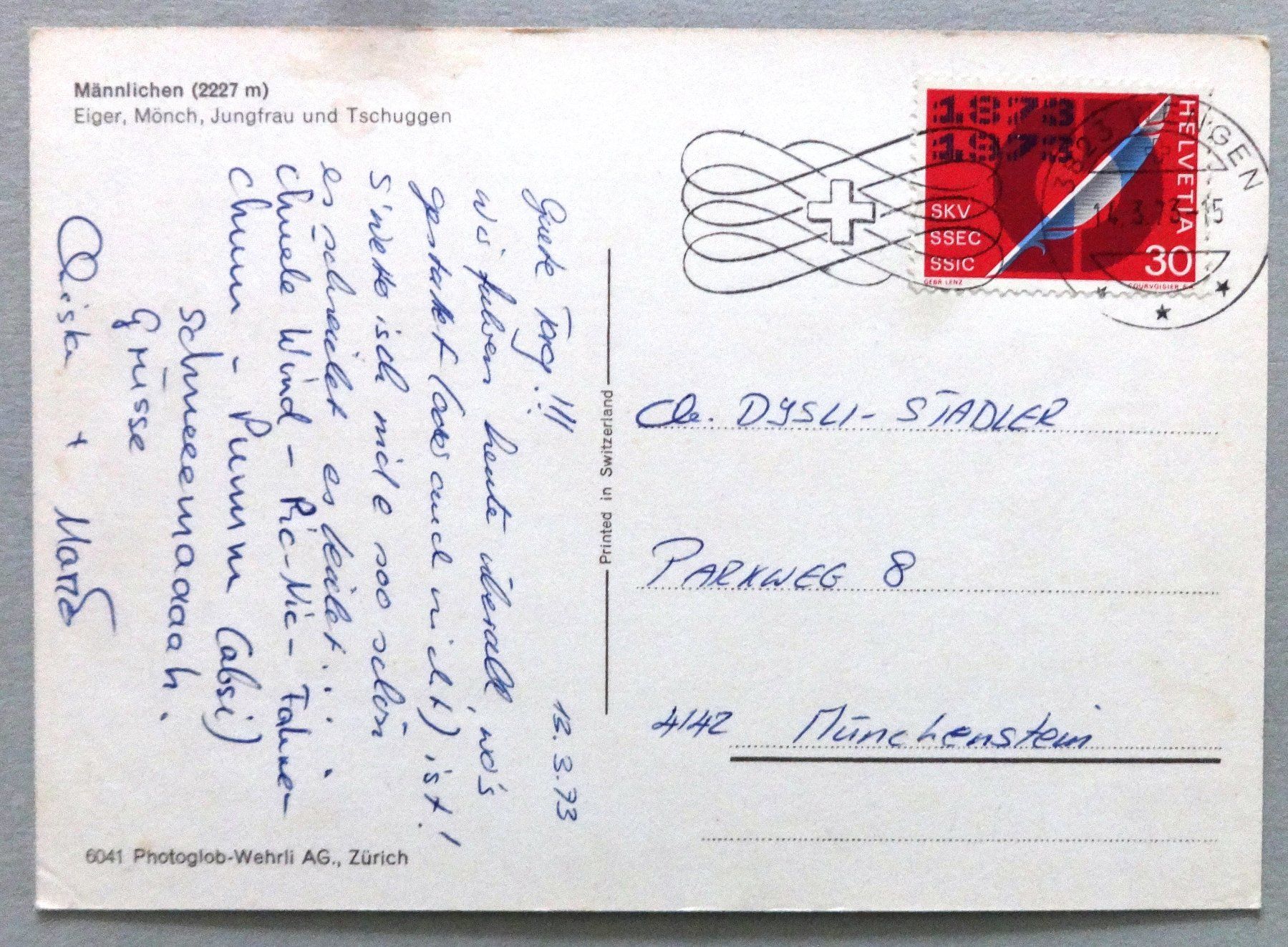 Cartoline postali: Männlichen (2227 m) – Usato da Fétigny venduto da Billy2miny 1