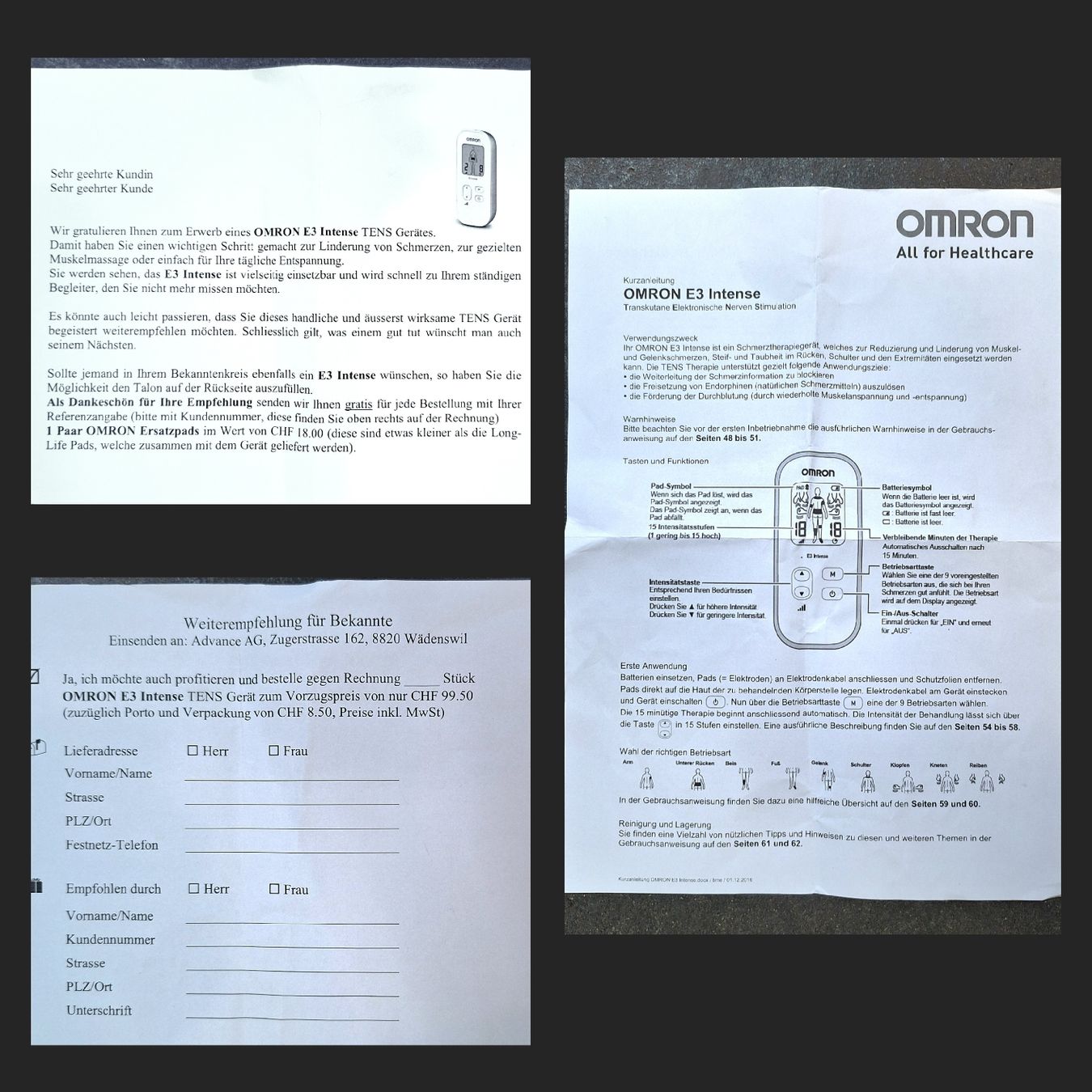 Omron Dispositivi per massaggi: OMRON E3 Intense Schmerztherapiegerät ! – Usato da Emmenbrücke venduto da abu_9mj8 7