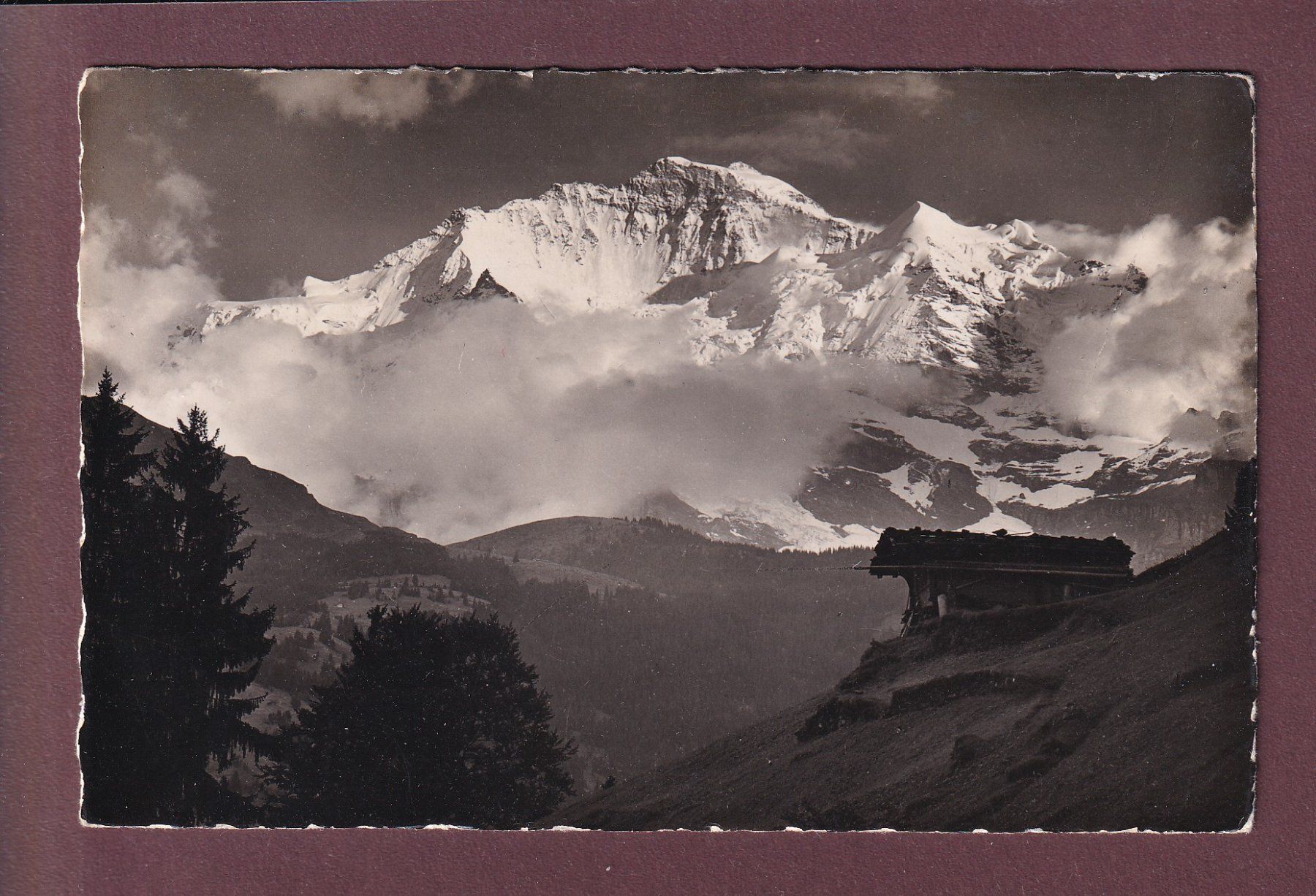 Cartoline postali: JUNGFRAU - Abendlicht - 1947 – Usato da Pully venduto da nicecards