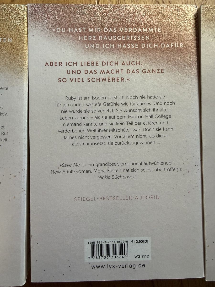 Libri: Mona Kasten Trilogie save me, save you, save us – Usato da Zürich venduto da turicum2008 3