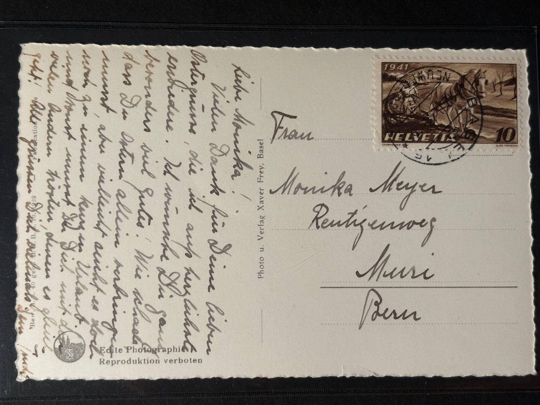 Cartoline postali: AK 1941 "Basel: St. Georgsturm", versendet nach Muri – Usato da Basel venduto da Chloro 1