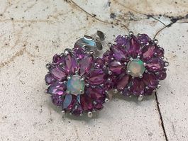 Ohrstecker wunderschön, Opal und Rhodolith