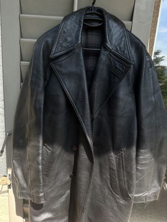 Schwarze Herren Ledermantel, Grösse L, vintage