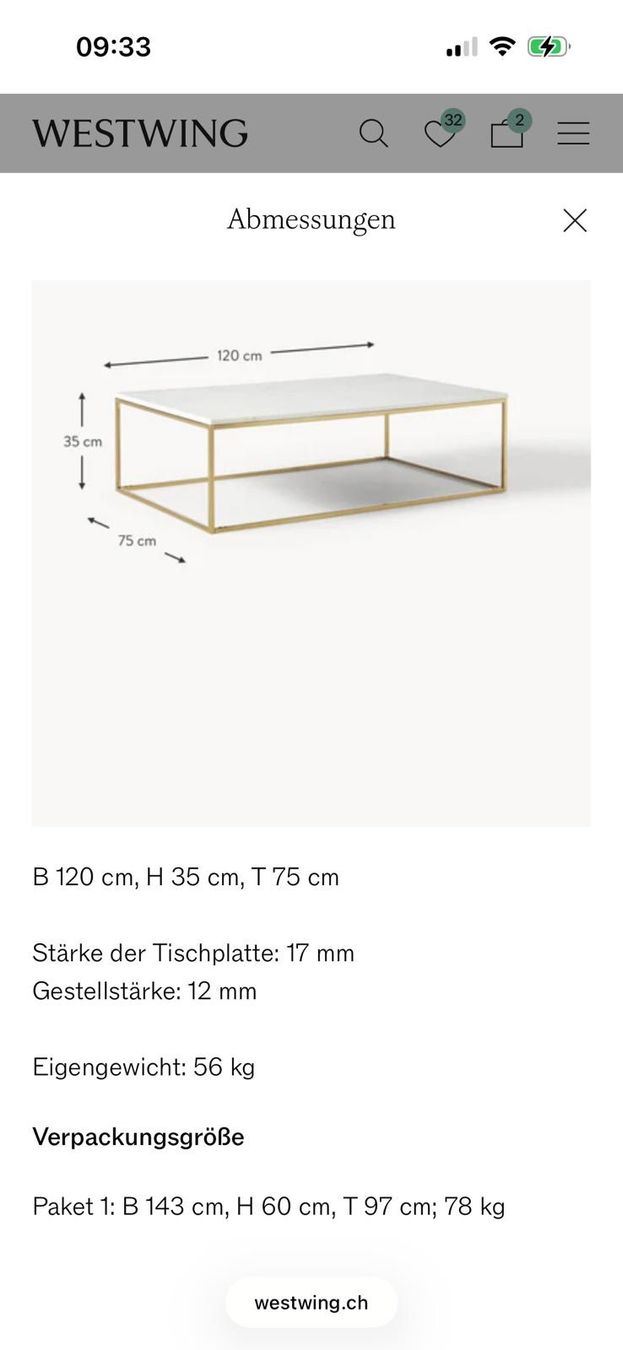 Westwing Tavoli: Westwing Alys Marmor-Couchtisch mit schwarzem Gestell – Usato da Dintikon venduto da 1Cypri3 2