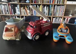 Green toys Feuerwehr, helikopter, lastwagen