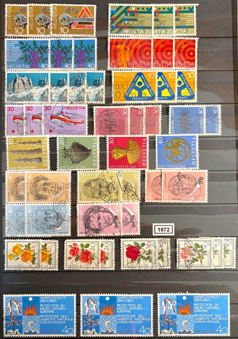 Alle Briefmarken: Timbres suisses 1972 Montagne Fleurs – Gebraucht aus Lausanne von Cabessa